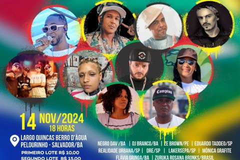 Brazil África Hip-hop recebe Eduardo Taddeo e grandes nomes do Hip-Hop Brasileiro em salvador, 14 de novembro.